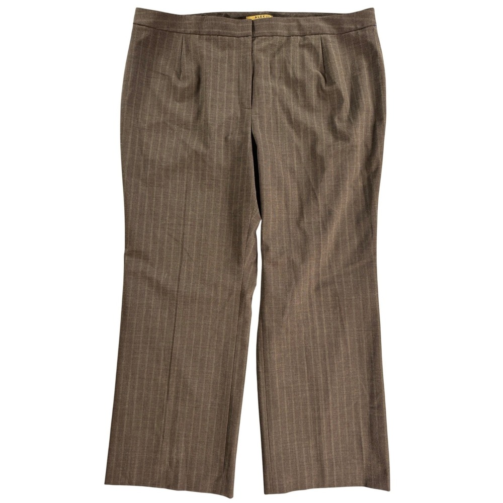 Y2K Deadstock Brown Pinstripe Dress Pants 22W Lined Office Trousers Alex Marie